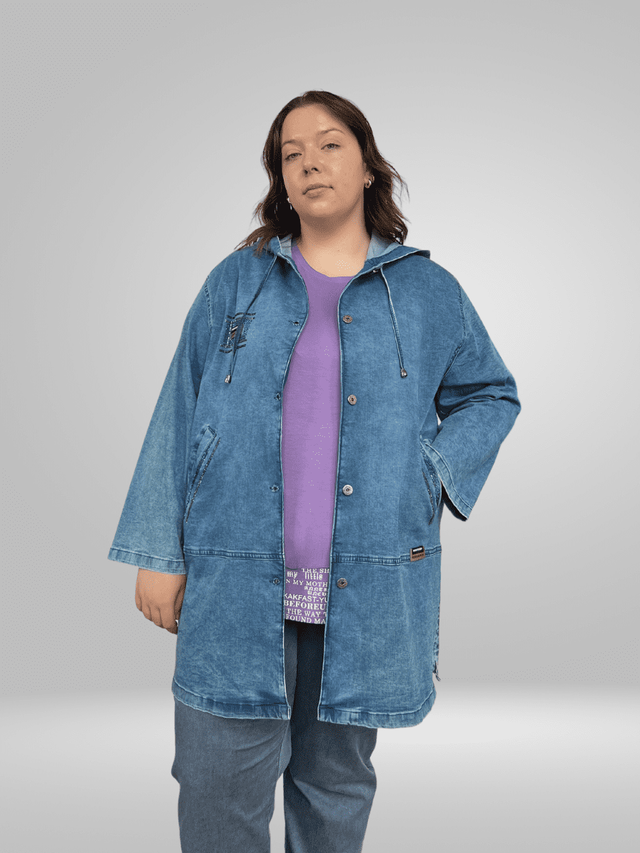 Jean coat clearance with hoodie