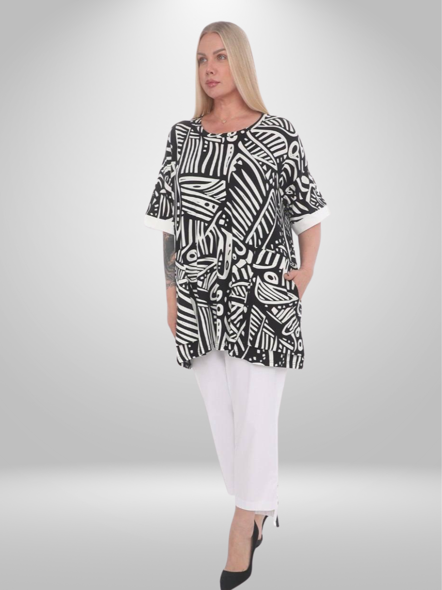 Chic Geometric Tunic Top – Effortlessly Stylish and Unique