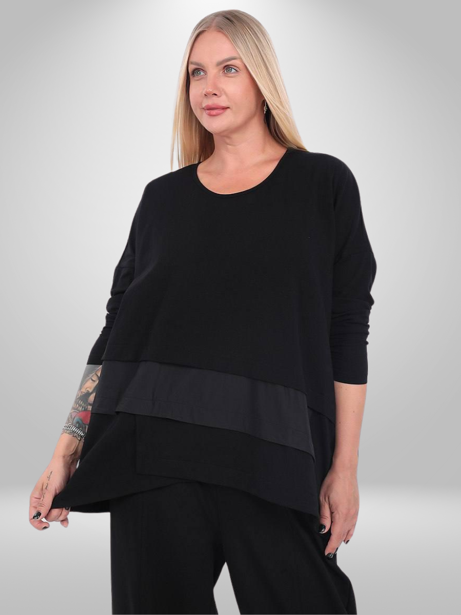 Divas Plus Size Layered Black Top – Effortless Elegance