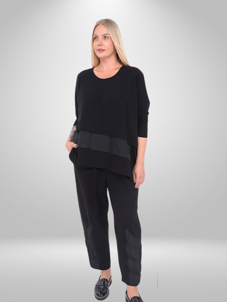 Divas Plus Size Layered Black Top – Effortless Elegance