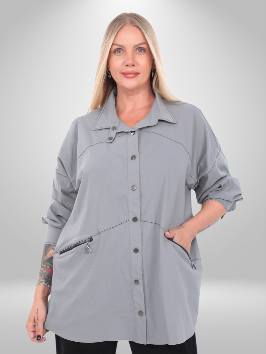 Divas Button-Up Shirt with Pockets - Plus Sizes 20-26