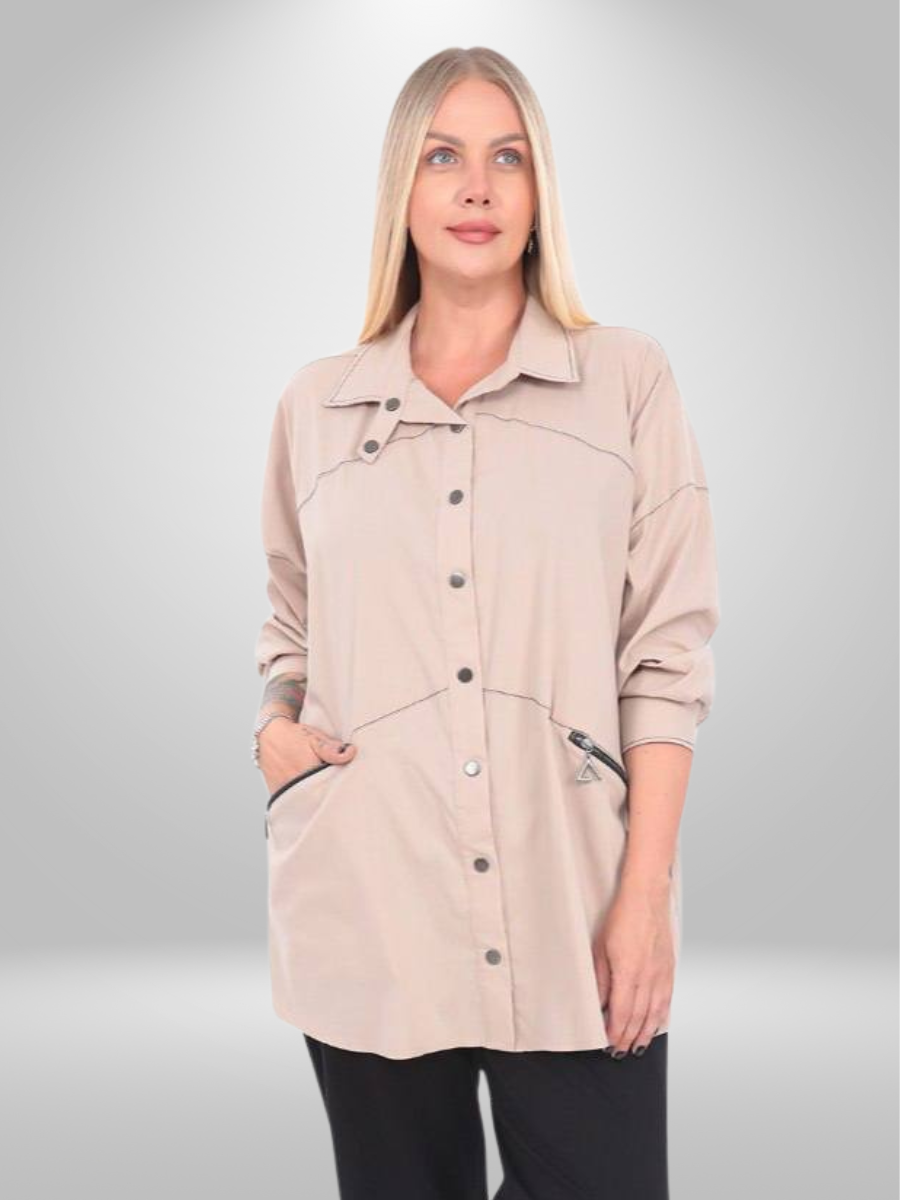 Divas Button-Up Shirt with Pockets - Plus Sizes 20-26