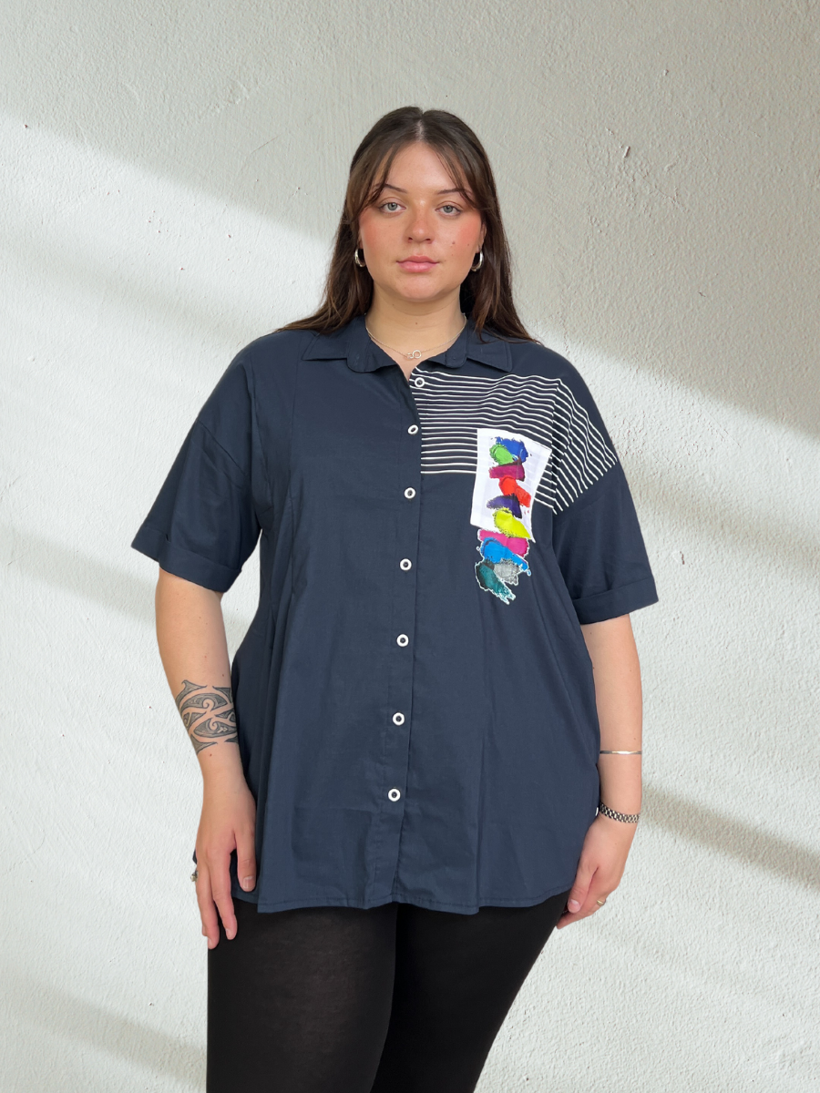 Natural Munna Paint Strokes Plus Size Shirt